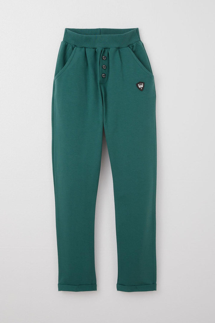 BRE Breeze Boys' Underarm Buttoned Pocket Accessorized Pants, 4-8 Years, Emerald Green - Silver Spring