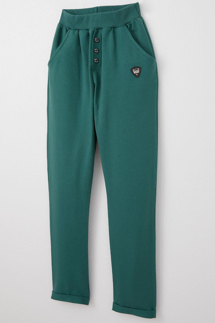 BRE Breeze Boys' Underarm Buttoned Pocket Accessorized Pants, 4-8 Years, Emerald Green - Silver Spring