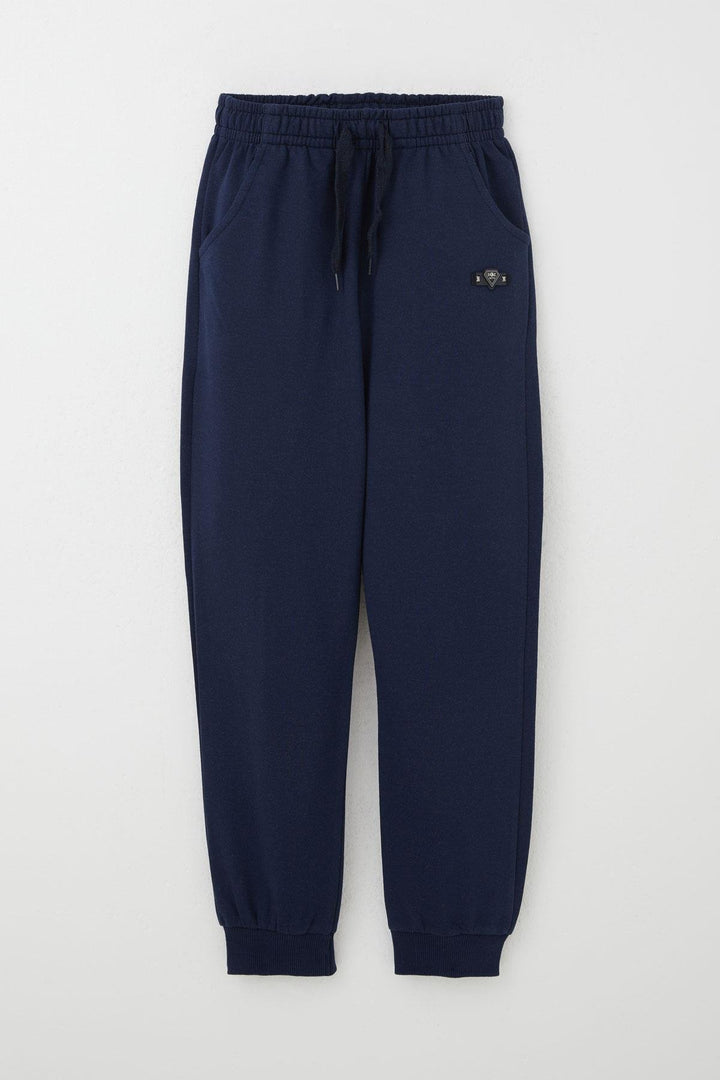 BRE Breeze Boy's Pants with Bottom Pockets, Lace-Up Detail and Emblem, Navy, 5-9 Years - Small Heath