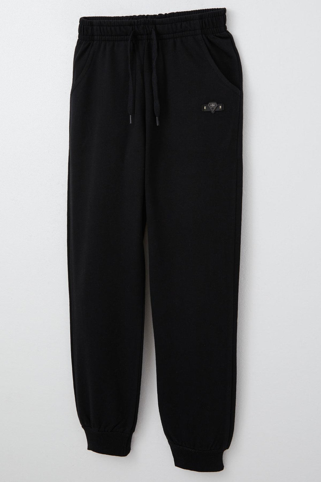 BRE Breeze Boy's Pants with Bottom Pockets, Lace-up Detail and Emblem, 5-9 Years, Black - Caloundra