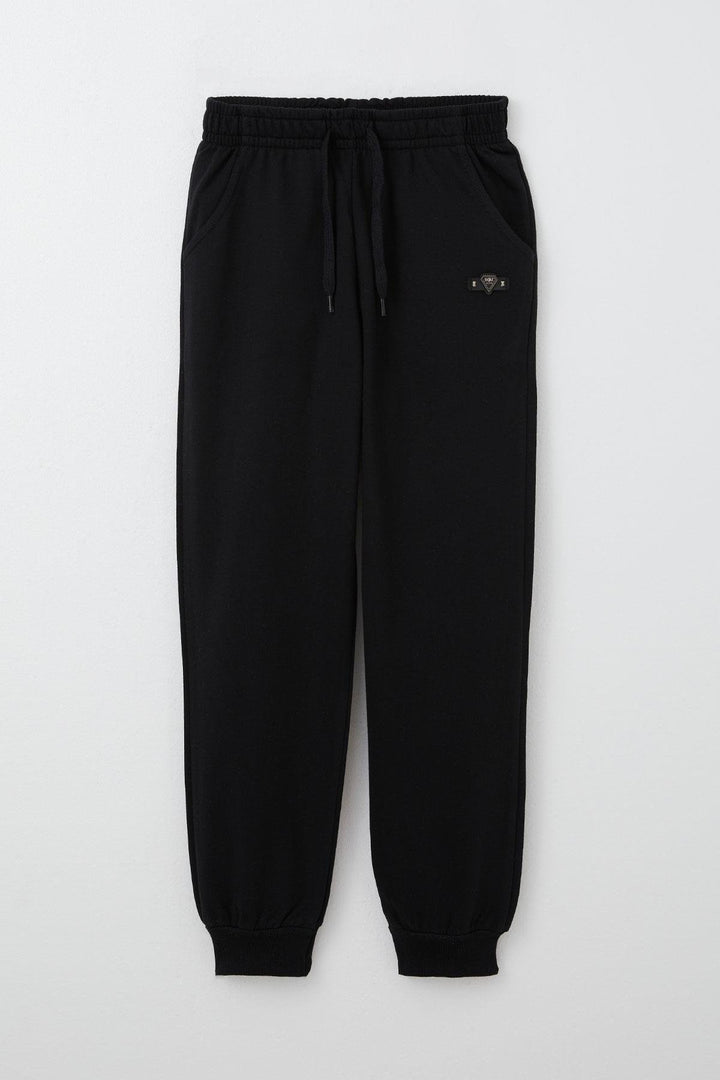 BRE Breeze Boy's Pants with Bottom Pockets, Lace-up Detail and Emblem, 5-9 Years, Black - Caloundra