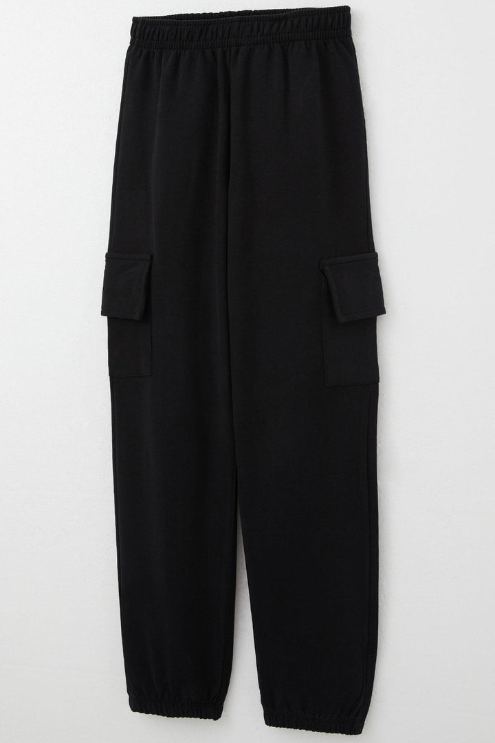 BRE Breeze Boys' Cargo Pants with Elastic Waistband and Pockets at the Bottom, 5-9 Years, Black - Quimper