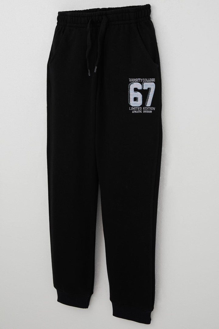 BRE Breeze Boys' Sweatpants with Embroidery, Drawstring and Accessories, 4-8 Years, Black - Schoten