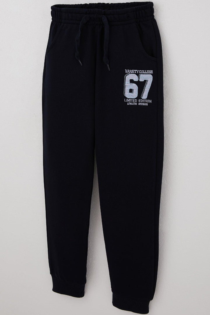BRE Breeze Boys' Sweatpants with Embroidery, Drawstring and Accessories, 4-8 Years, Navy Blue - Passaic