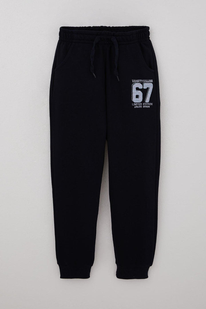 BRE Breeze Boys' Sweatpants with Embroidery, Drawstring and Accessories, 4-8 Years, Navy Blue - Passaic