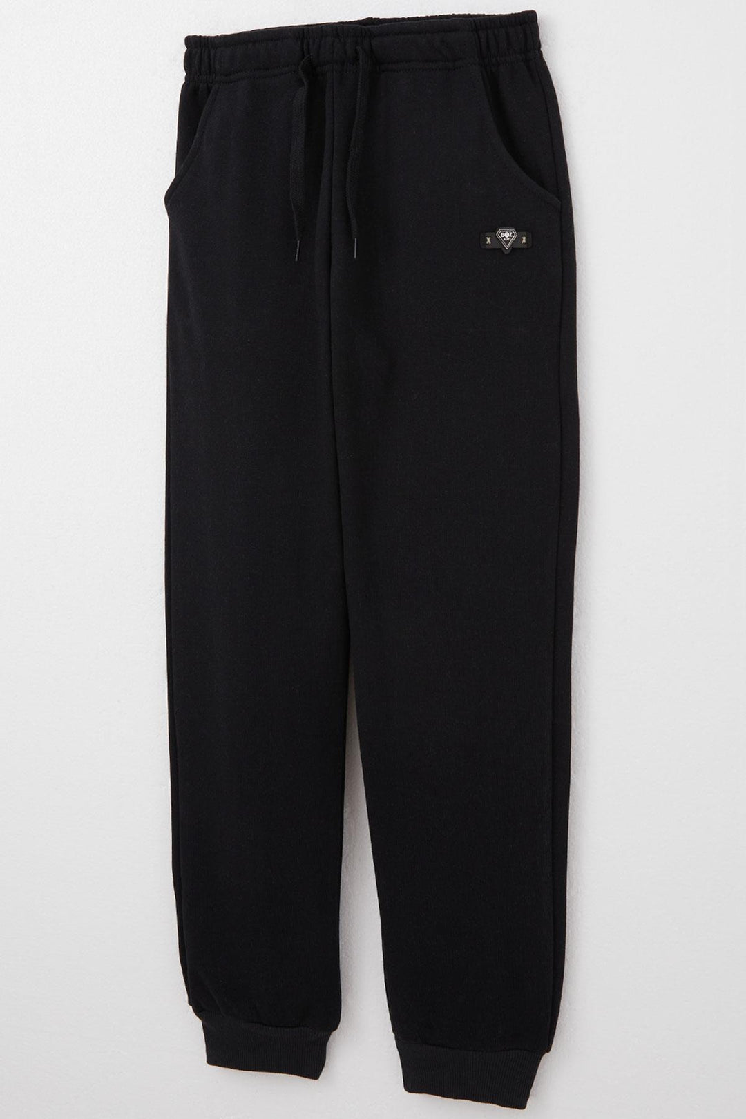BRE Breeze Boys' Sweatpants with Arm Badge and Drawstring Accessory, 4-8 Years, Black - Braine-l’Alleud