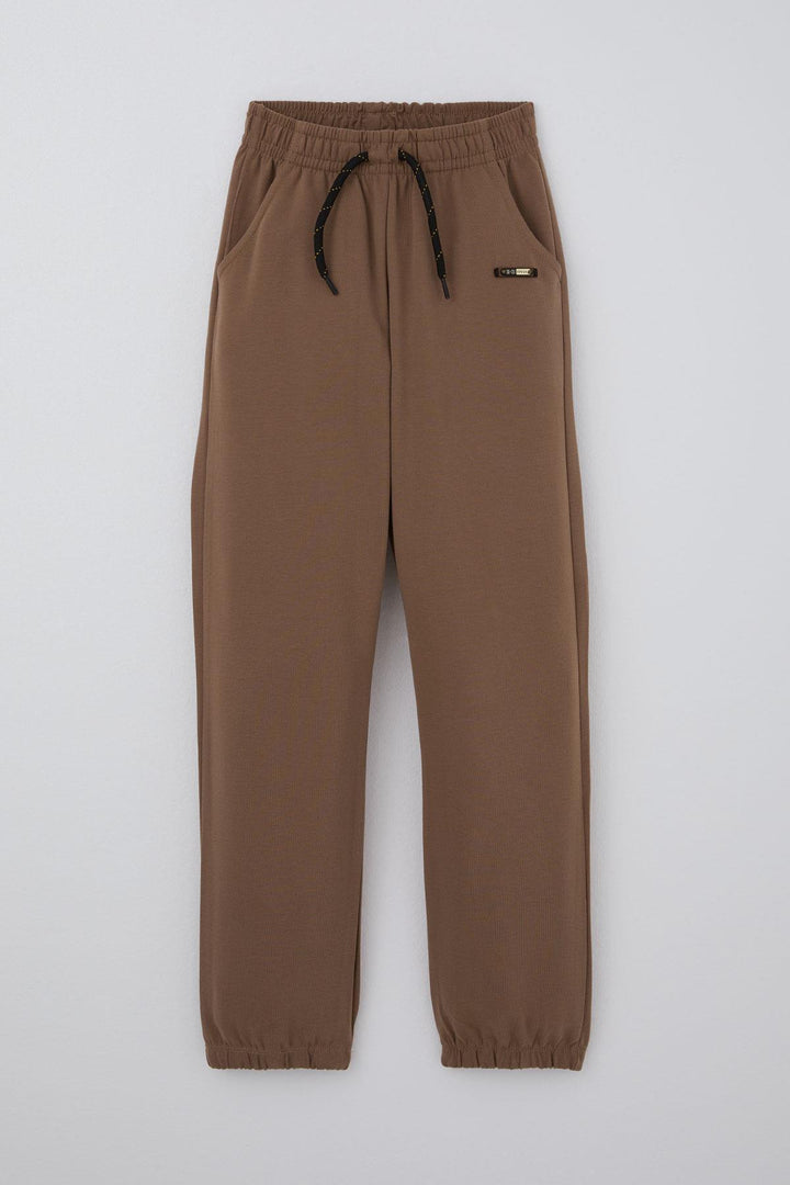 BRE Breeze Boys' Sweatpants with Drawstring and Arm Detail, 4-8 Years, Brown - Mestre