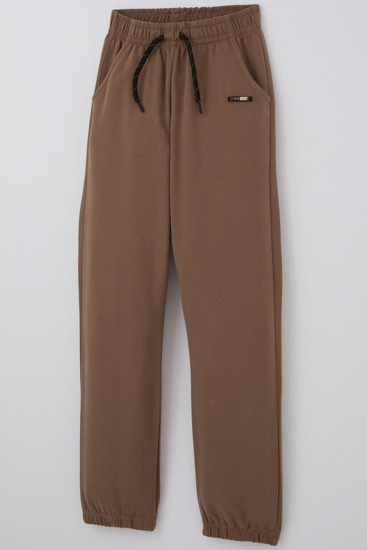 BRE Breeze Boys' Sweatpants with Drawstring and Arm Detail, 4-8 Years, Brown - Mestre