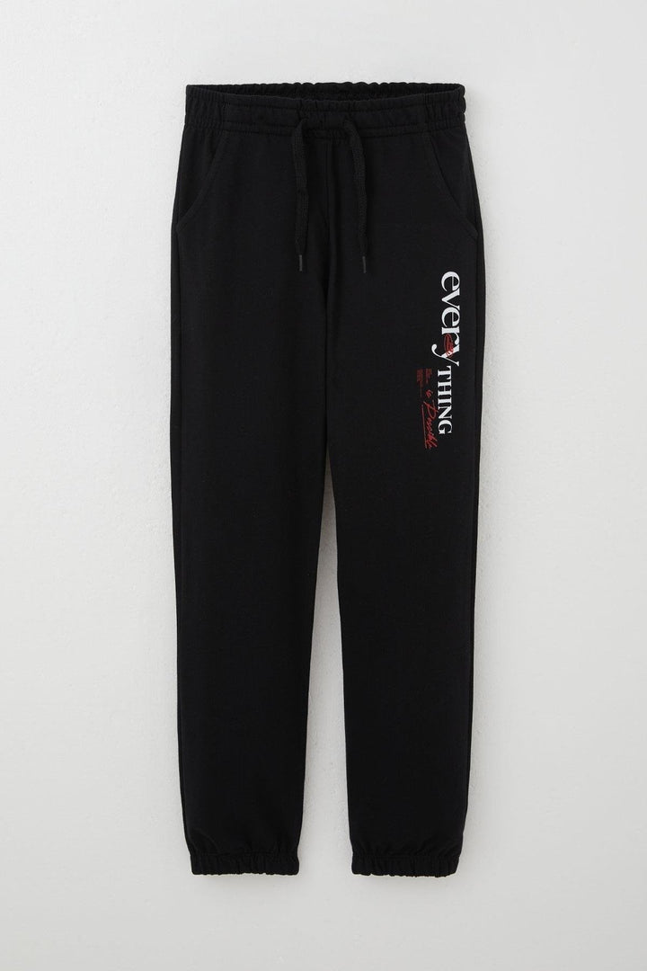 BRE Breeze Boys' Sweatpants Motivation Themed with Drawstring Accessory, 4-8 Years, Black - Singen