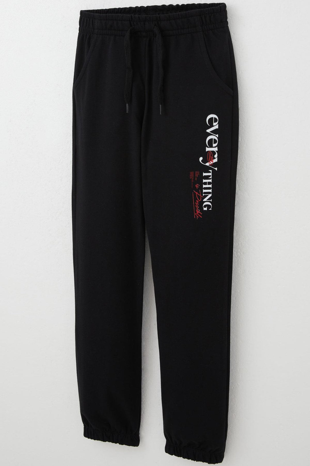 BRE Breeze Boys' Sweatpants Motivation Themed with Drawstring Accessory, 4-8 Years, Black - Singen
