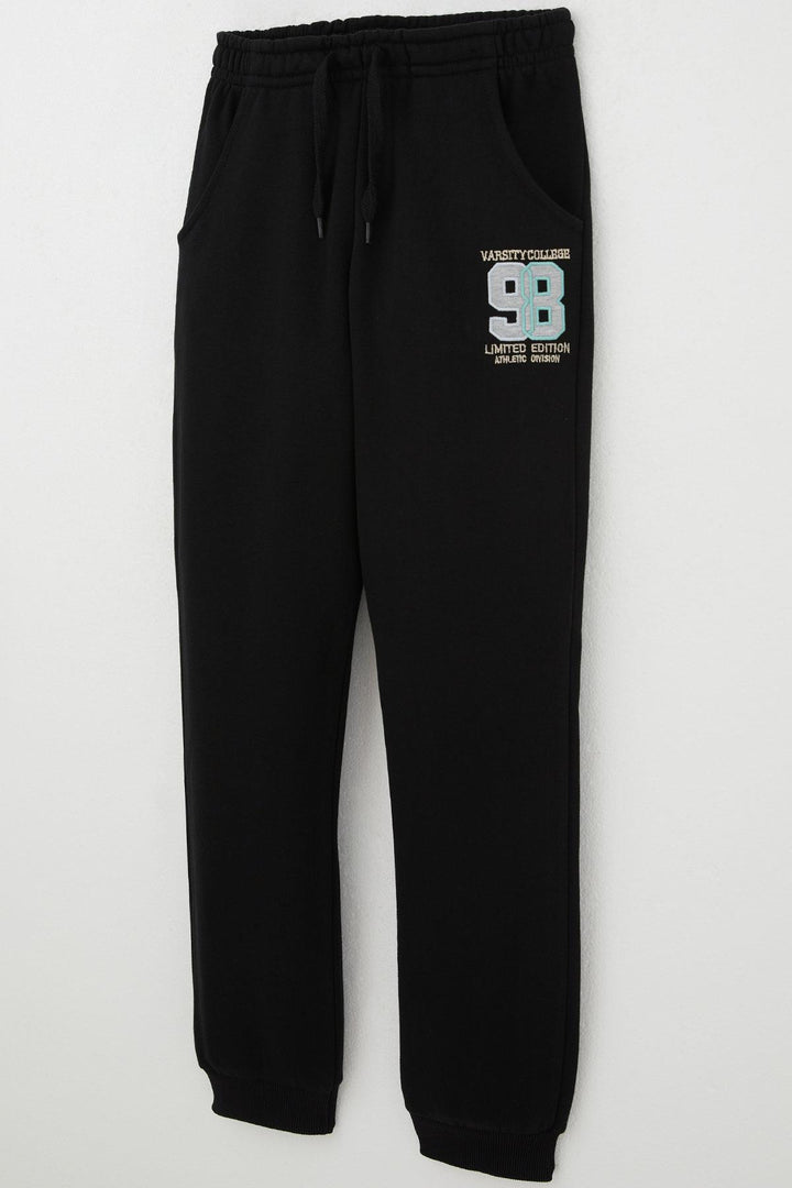 BRE Breeze Boys' Sweatpants with Embroidery and Drawstring Accessory, 93 Years, Black - Auckland