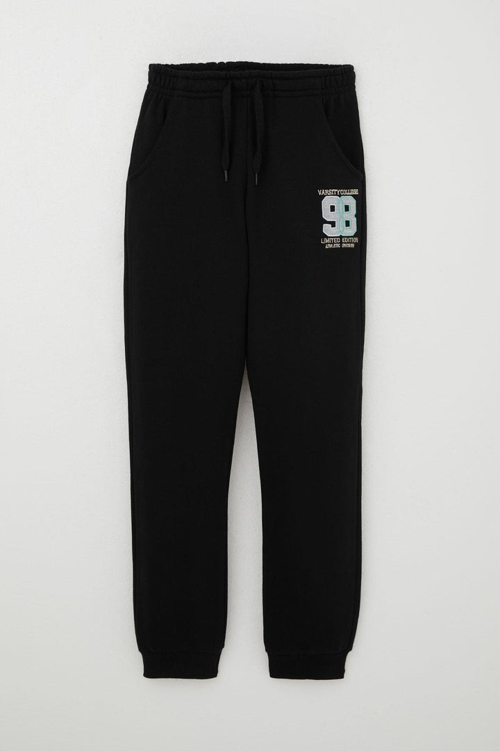 BRE Breeze Boys' Sweatpants with Embroidery and Drawstring Accessory, 93 Years, Black - Auckland