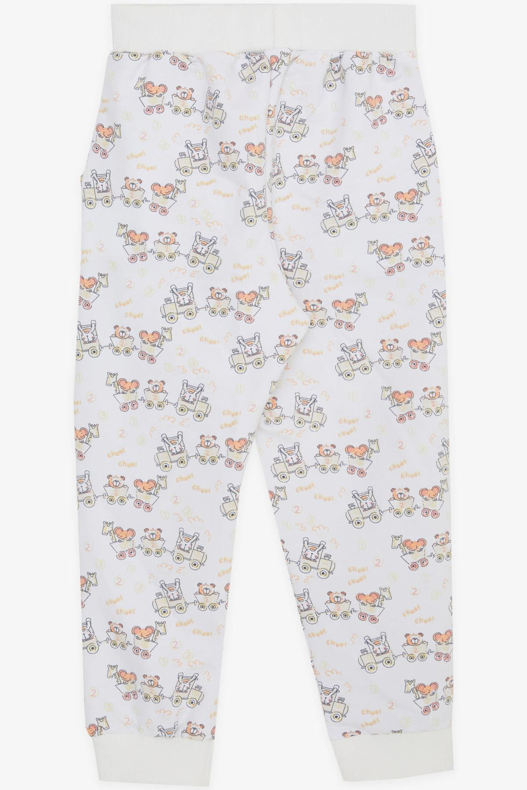BRE Breeze Boys' Sweatpants with Cheerful Animal Pattern, 1-4 Years, White - Middletown