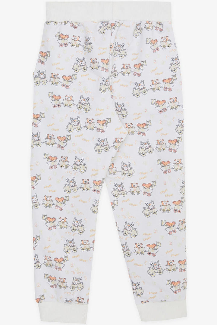 BRE Breeze Boys' Sweatpants with Cheerful Animal Pattern, 1-4 Years, White - Middletown