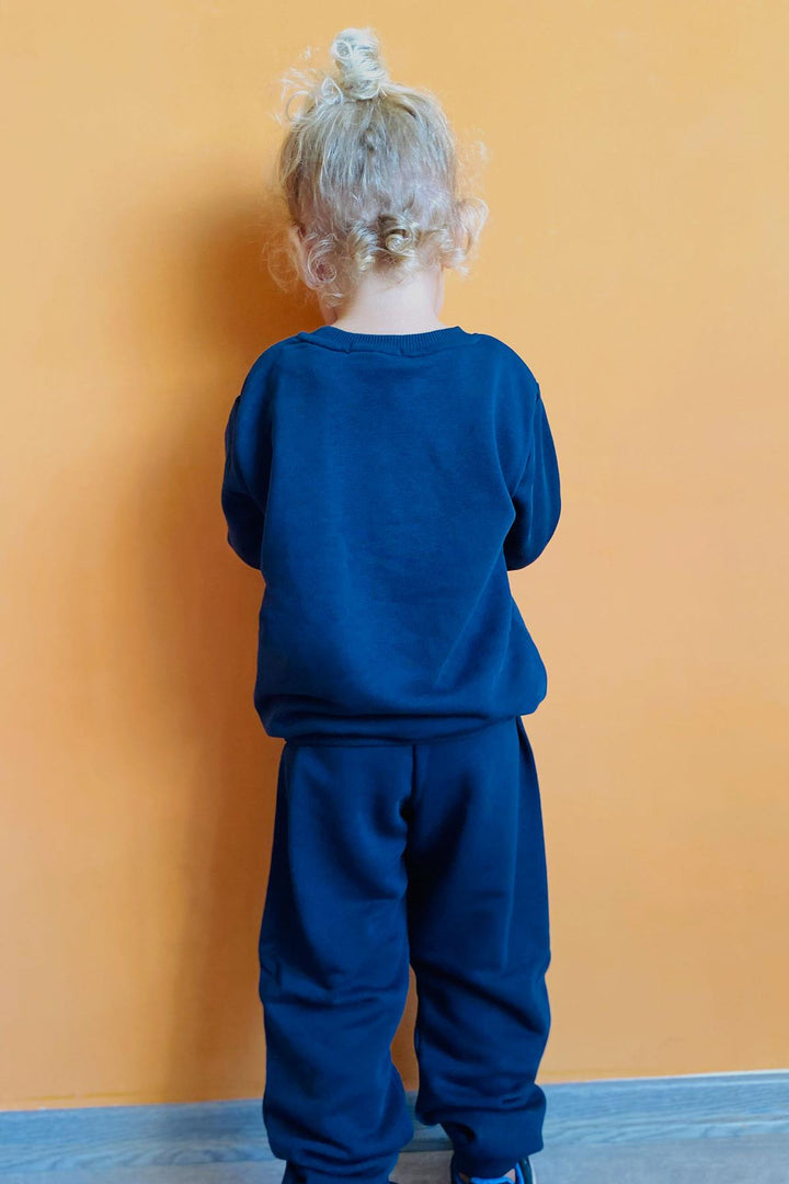 BRE Breeze Boys' Tracksuit Set with 3D Printed Text 1.5-5 Years, Navy Blue - Elda