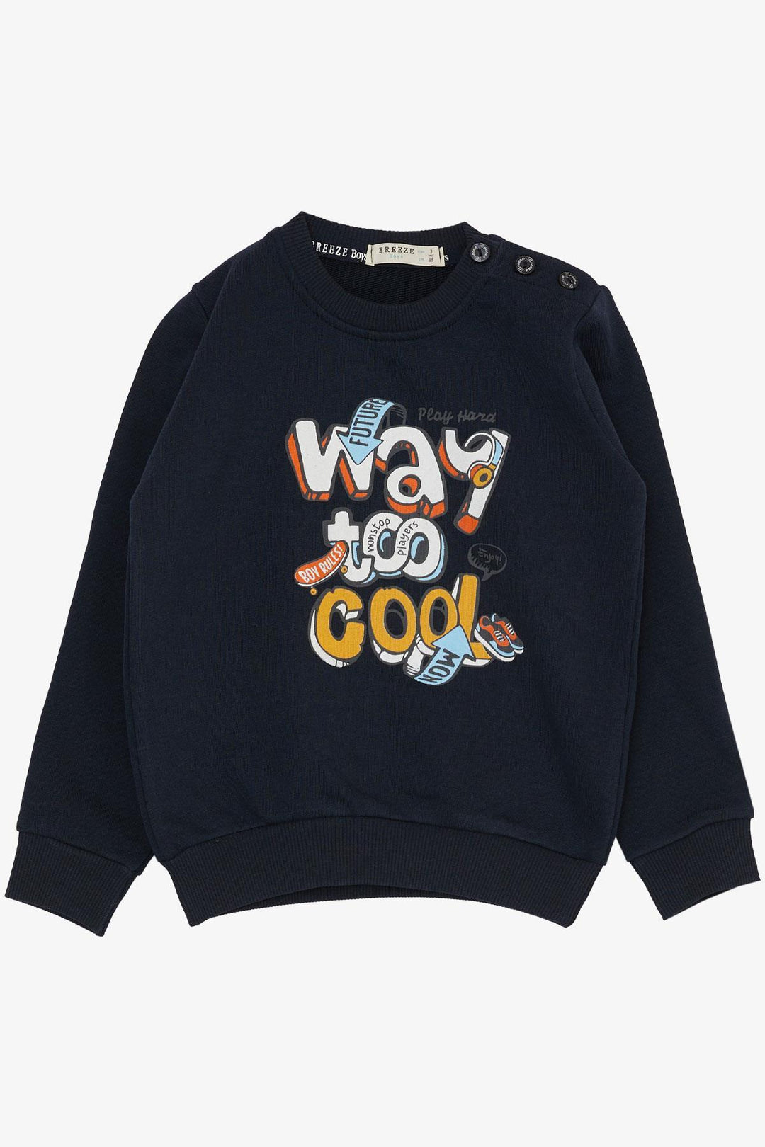 BRE Breeze Boys' Tracksuit Set with 3D Printed Text 1.5-5 Years, Navy Blue - Elda