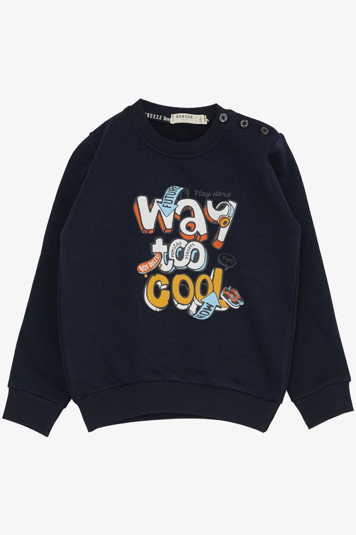 BRE Breeze Boys' Tracksuit Set with 3D Printed Text 1.5-5 Years, Navy Blue - Elda