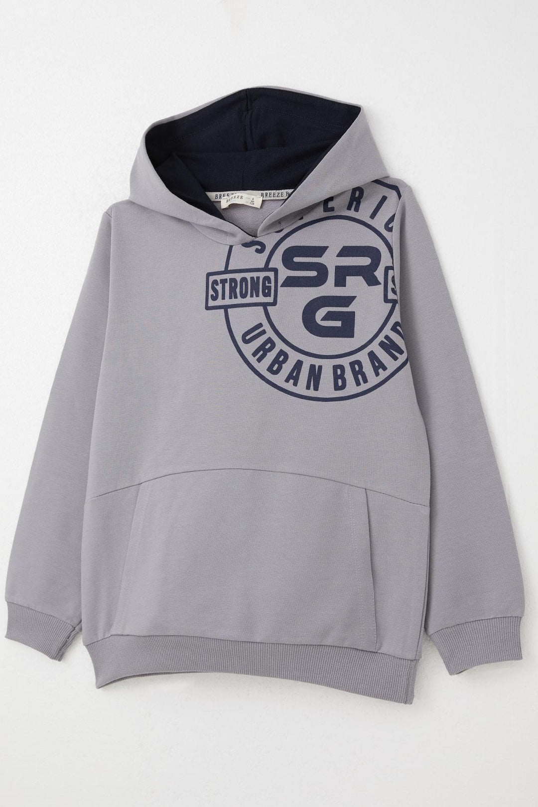 BRE Breeze Boys' Sweat Suit Printed with Kangaroo Pocket 62 Years, Grey - Cento