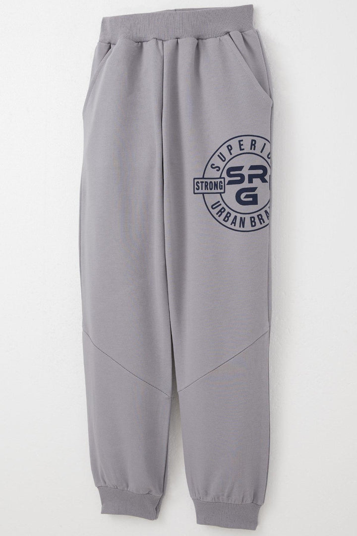 BRE Breeze Boys' Sweat Suit Printed with Kangaroo Pocket 62 Years, Grey - Cento