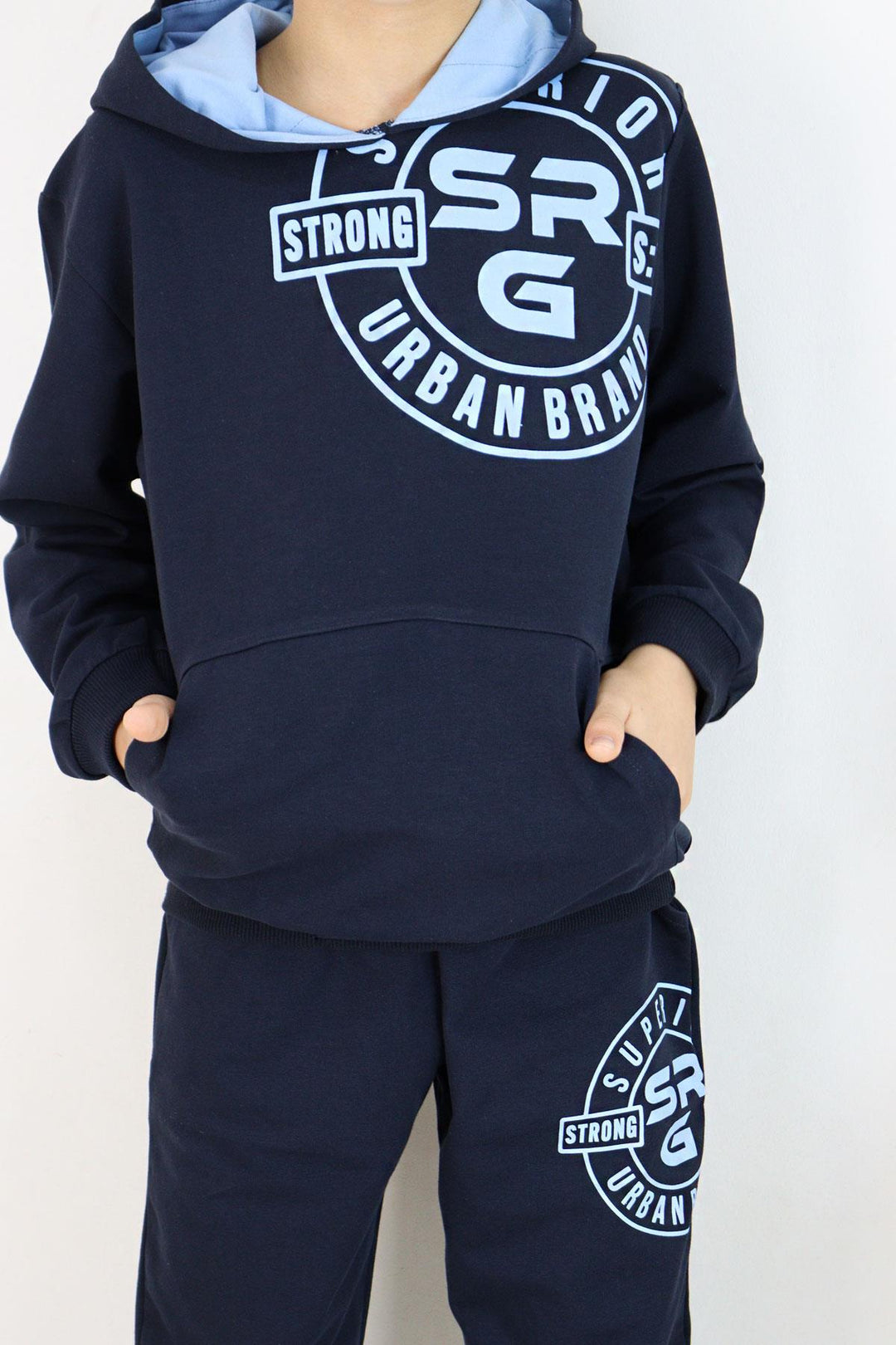 BRE Breeze Boys' Tracksuit Printed with Kangaroo Pocket 62 Years, Navy Blue - Ankeny