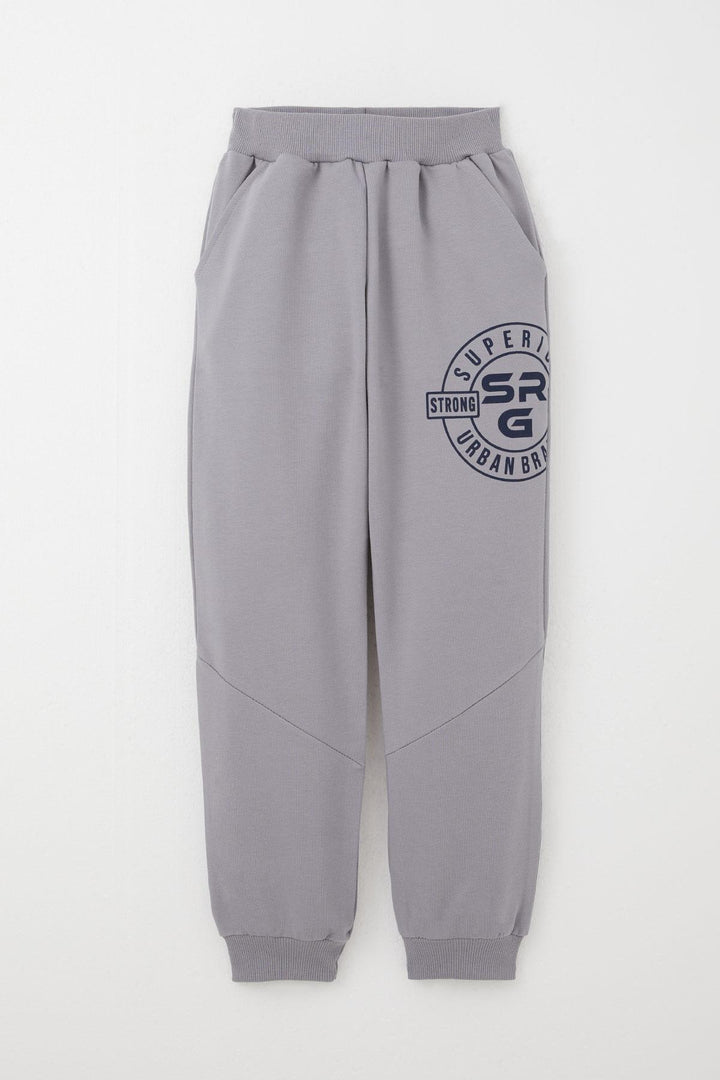BRE Breeze Boys' Sweat Suit Printed with Kangaroo Pocket 62 Years, Grey - Cento