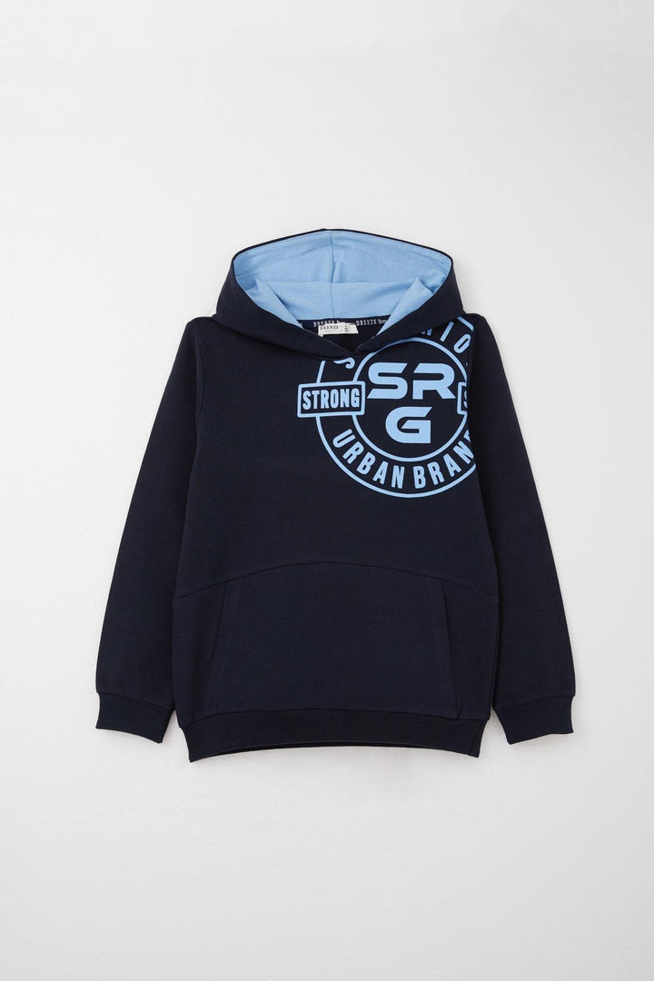 BRE Breeze Boys' Tracksuit Printed with Kangaroo Pocket 62 Years, Navy Blue - Ankeny