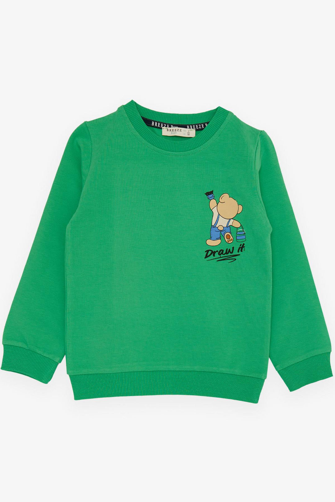 BRE Breeze Boys' Tracksuit Set with Painter Bear Print, 1-4 Years, Green - Eau Claire