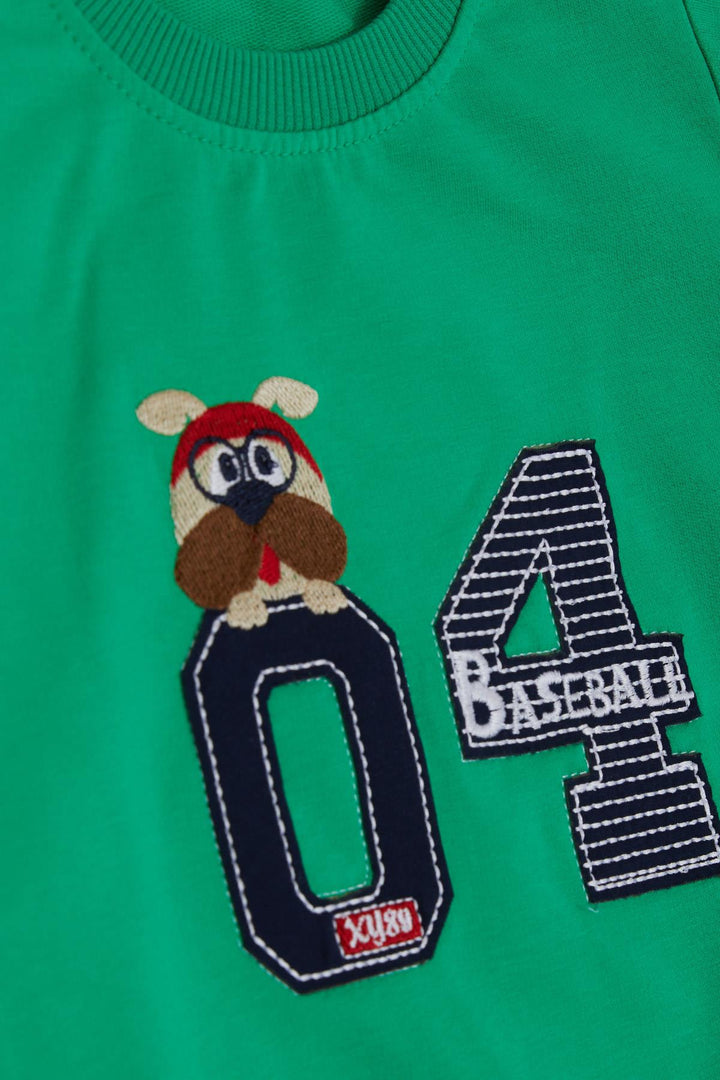 BRE Breeze Girls & Boys Boys' Tracksuit with Cute Puppy Embroidery Printed with Glasses, 1-4 Years, Green - Upper Darby