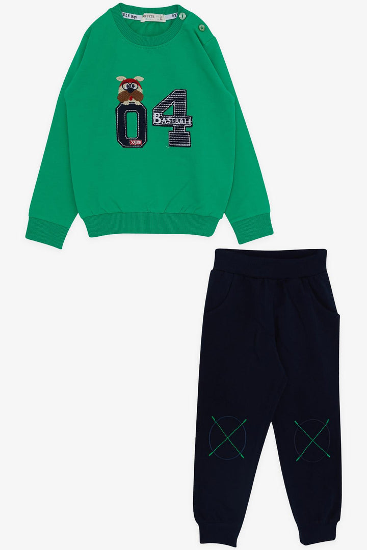 BRE Breeze Girls & Boys Boys' Tracksuit with Cute Puppy Embroidery Printed with Glasses, 1-4 Years, Green - Upper Darby