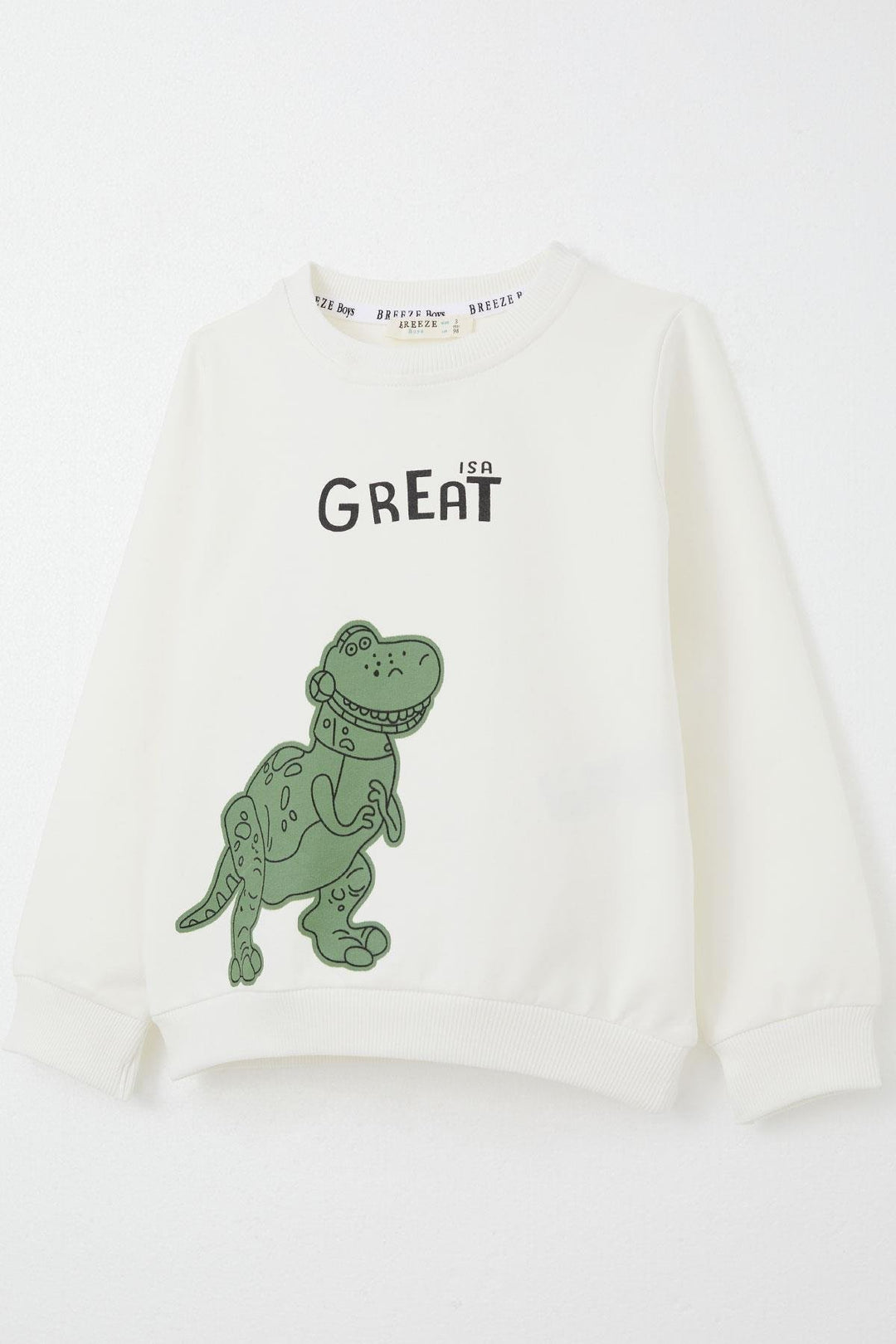 BRE Breeze Boys' Tracksuit Set with Amazing Dinosaur Print, 1.5-5 Years, Beige - Arras