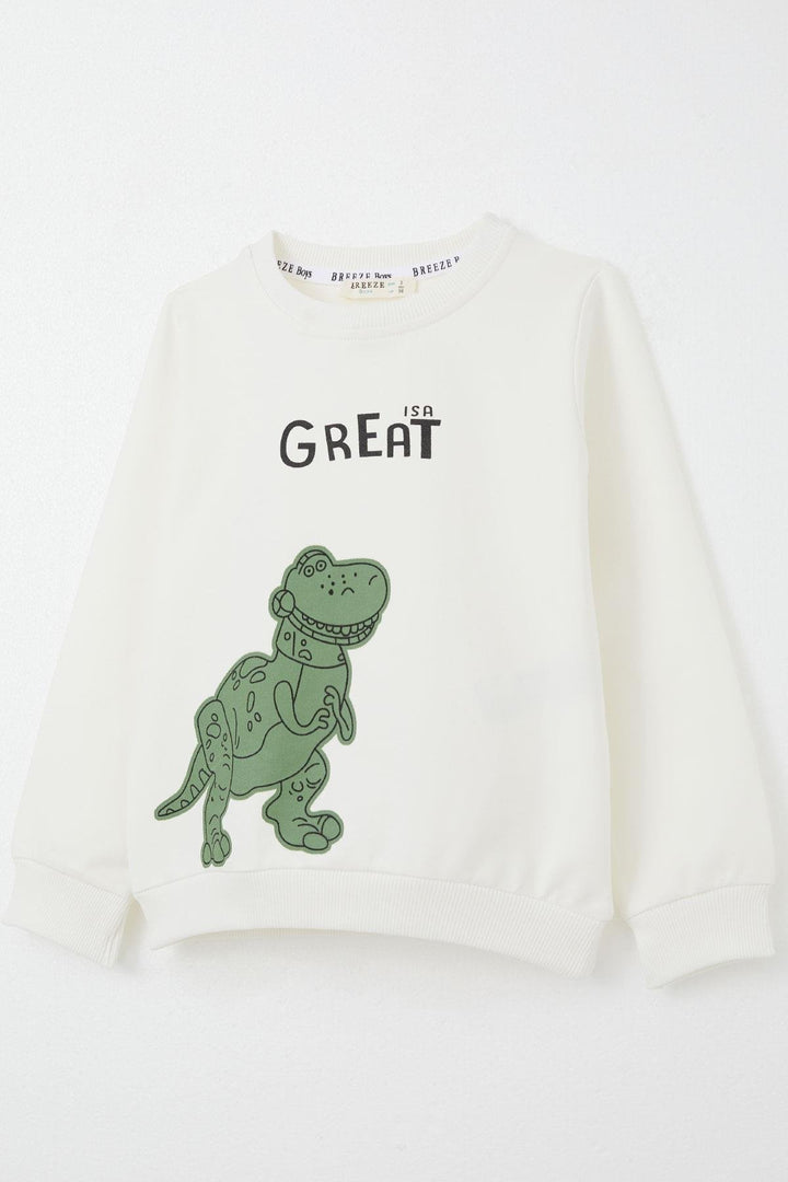 BRE Breeze Boys' Tracksuit Set with Amazing Dinosaur Print, 1.5-5 Years, Beige - Arras