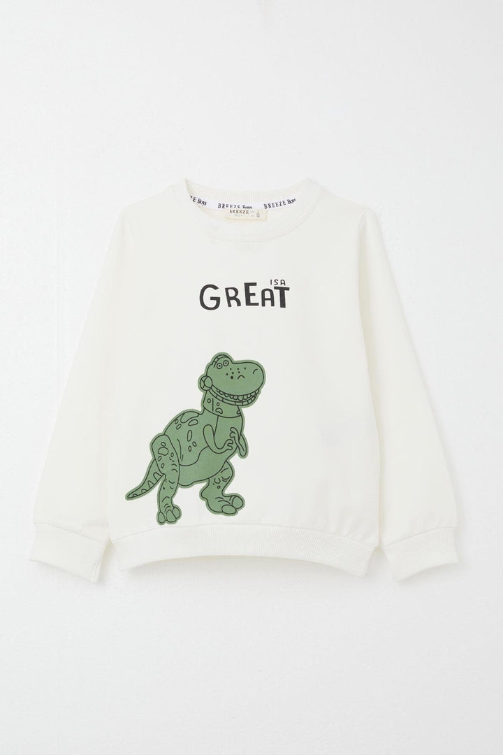 BRE Breeze Boys' Tracksuit Set with Amazing Dinosaur Print, 1.5-5 Years, Beige - Arras