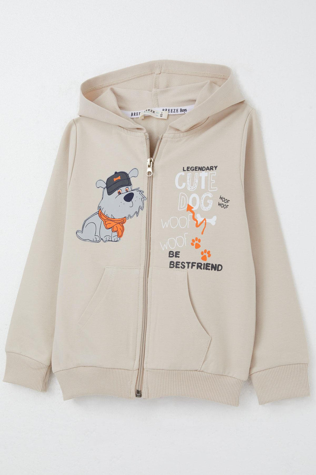 BRE Breeze Boys' Tracksuit with Cute Puppy Print, 1.5-5 Years, Beige - Cremona