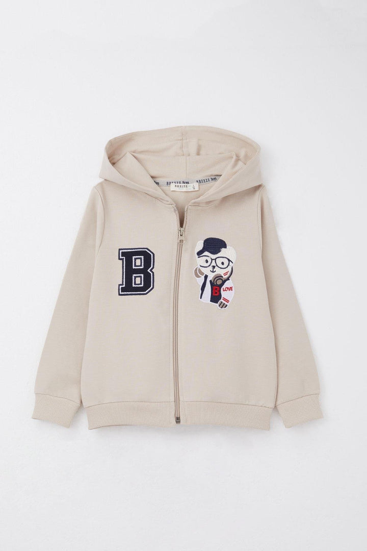 BRE Breeze Boys' Tracksuit with Cute Bear Embroidery 1.5-5 Years, Beige - Lleida