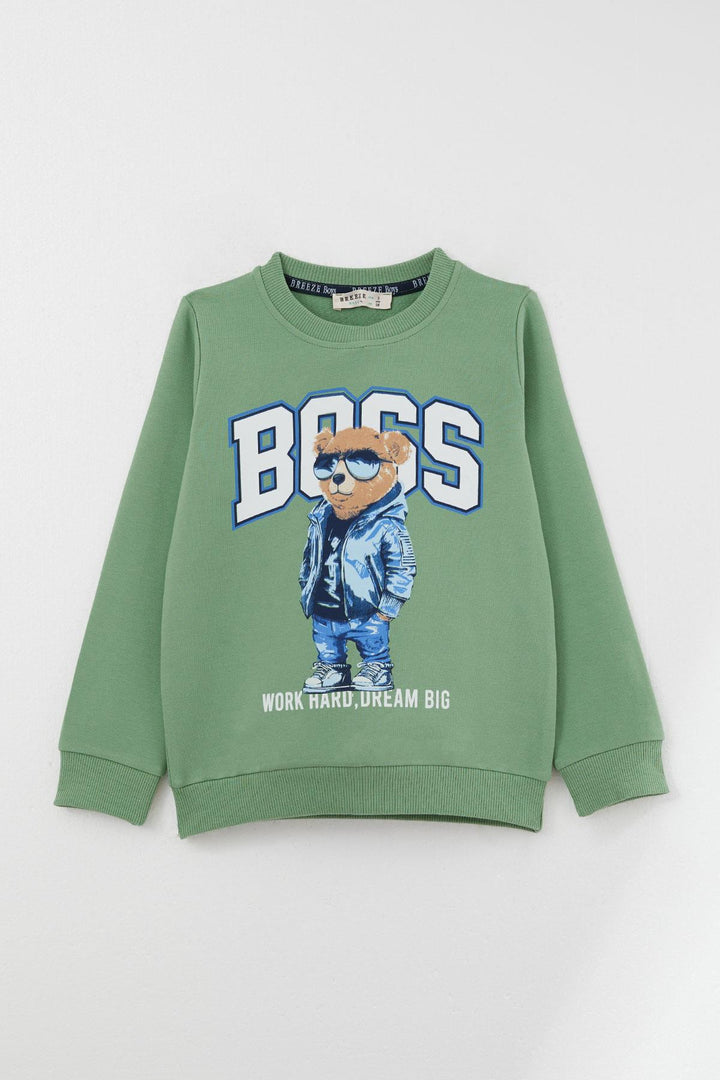 BRE Breeze Boys' Tracksuit with Cute Bear Print, 3-8 Years, Mint Green - Norman