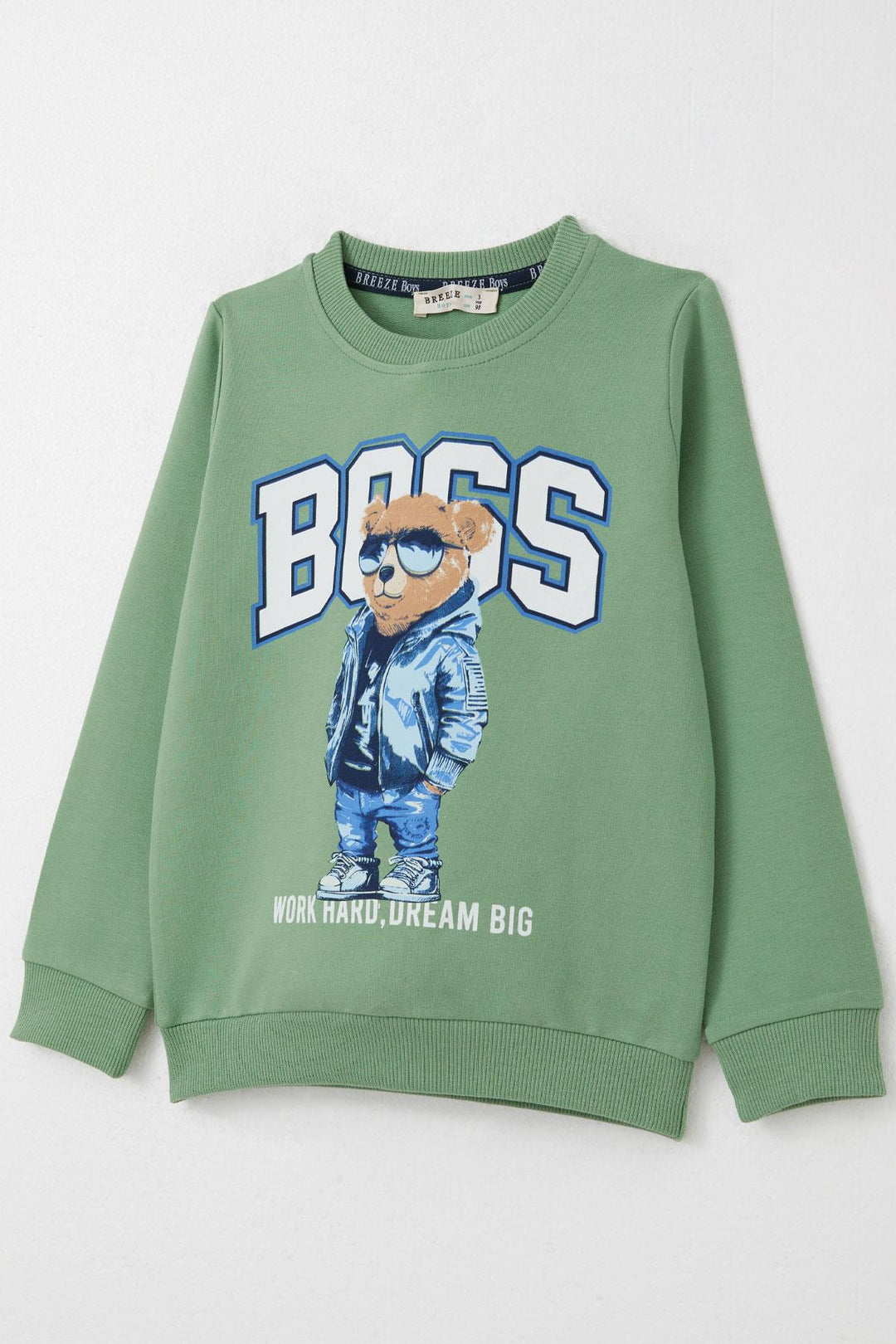 BRE Breeze Boys' Tracksuit with Cute Bear Print, 3-8 Years, Mint Green - Norman
