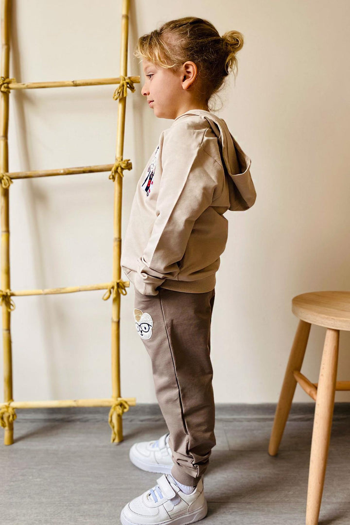 BRE Breeze Boys' Tracksuit with Cute Bear Embroidery 1.5-5 Years, Beige - Lleida