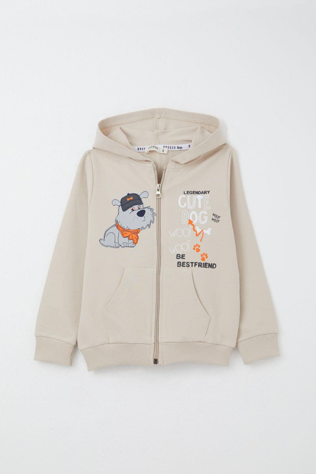 BRE Breeze Boys' Tracksuit with Cute Puppy Print, 1.5-5 Years, Beige - Cremona