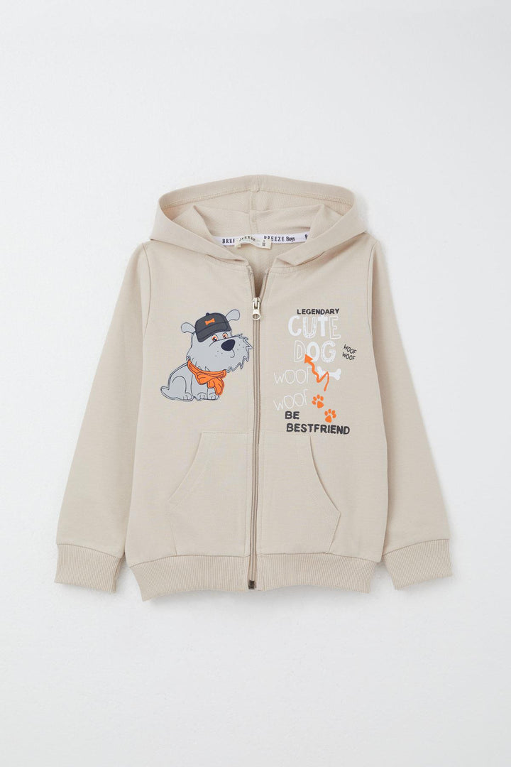 BRE Breeze Boys' Tracksuit with Cute Puppy Print, 1.5-5 Years, Beige - Cremona