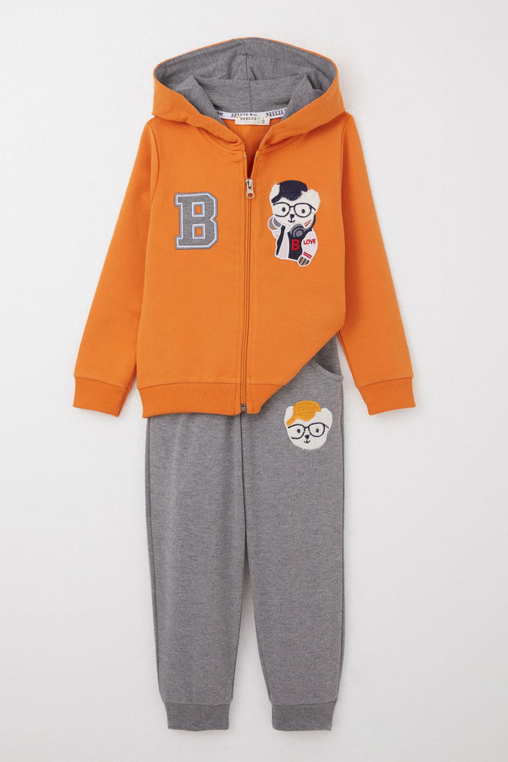 BRE Breeze Boys' Tracksuit with Cute Bear Embroidery 1.5-5 Years, Mustard Yellow - Laindon