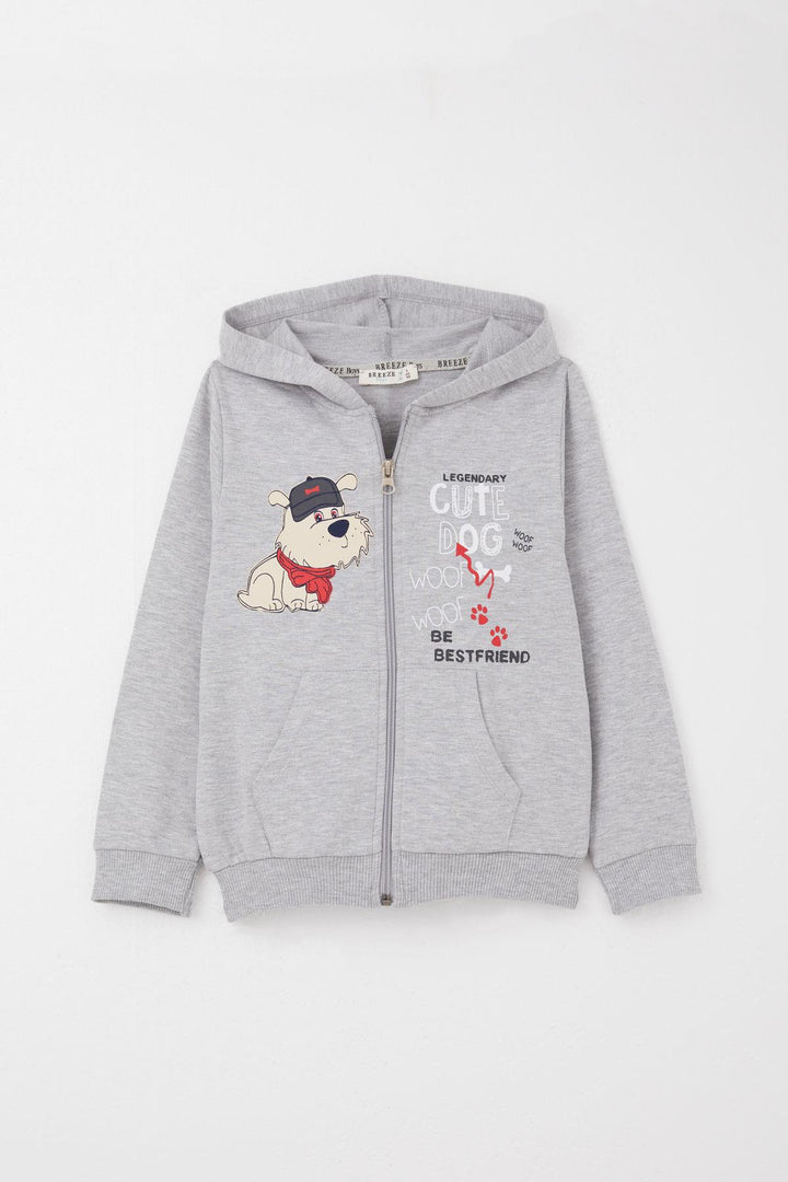 BRE Breeze Boys' Tracksuit with Cute Puppy Print 1.5-5 Years, Light Grey Melange - Veracruz