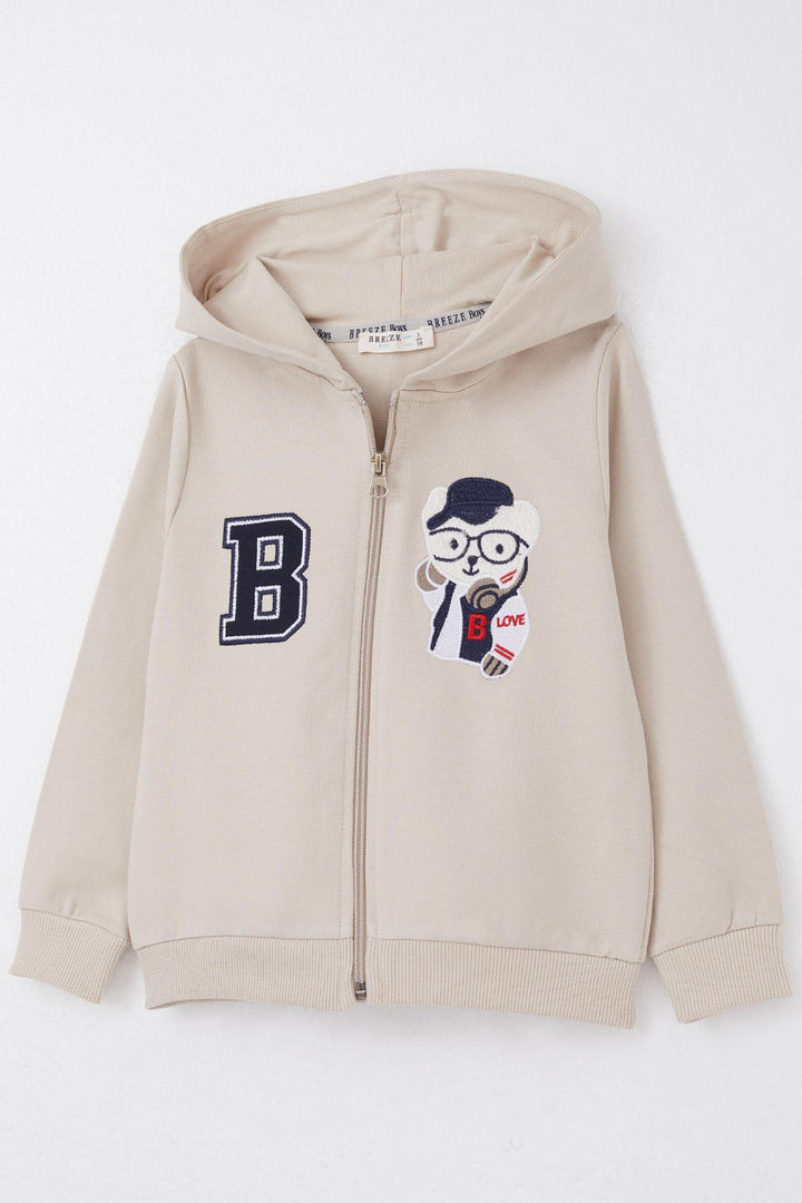 BRE Breeze Boys' Tracksuit with Cute Bear Embroidery 1.5-5 Years, Beige - Lleida