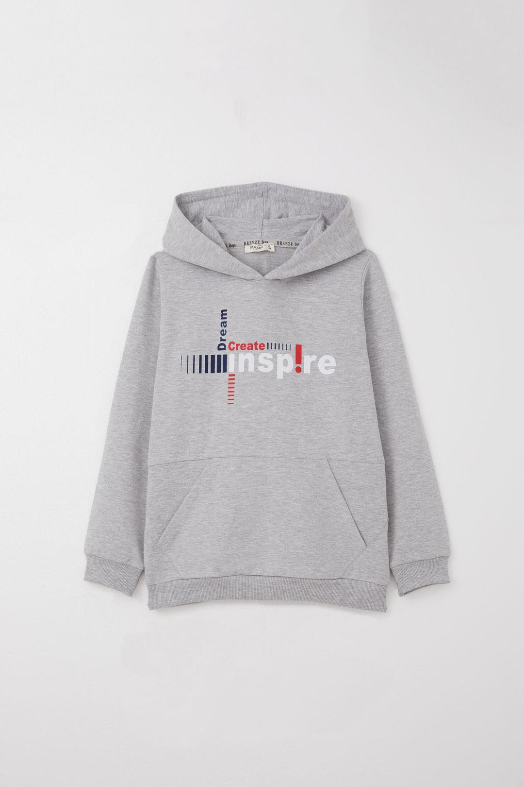 BRE Breeze Boys' Tracksuit with Kangaroo Pocket Printed with Text 62 Years, Light Grey Melange - Melito di Napoli