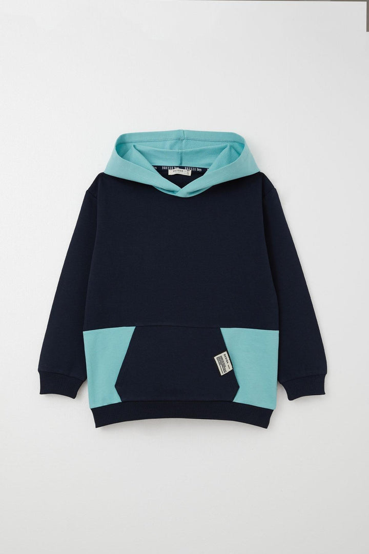 BRE Breeze Boys' Tracksuit with Kangaroo Pocket Hoodie 50 Years, Navy Blue - Waregem