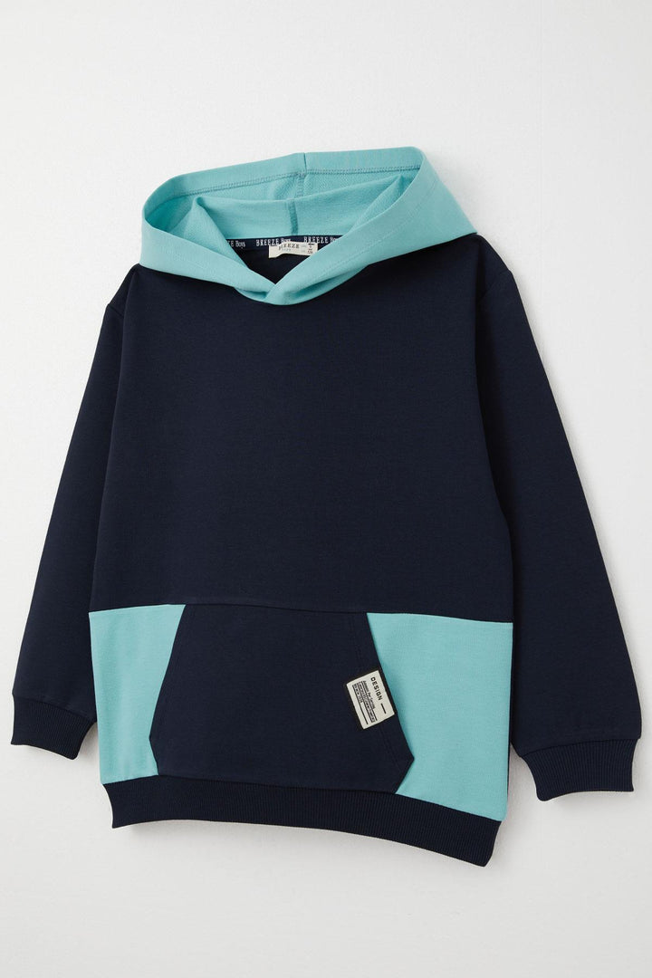 BRE Breeze Boys' Tracksuit with Kangaroo Pocket Hoodie 50 Years, Navy Blue - Waregem