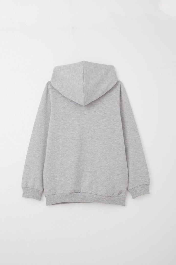 BRE Breeze Boys' Tracksuit with Kangaroo Pocket Printed with Text 62 Years, Light Grey Melange - Melito di Napoli