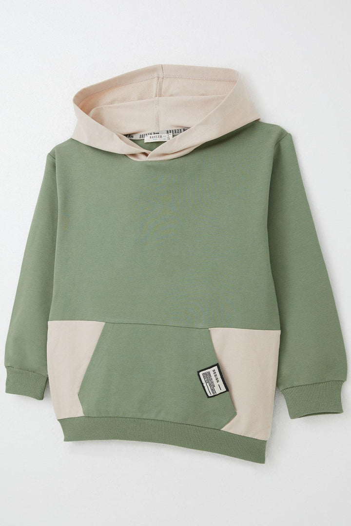 BRE Breeze Boys' Tracksuit with Kangaroo Pocket Hoodie 50 Years, Khaki Green - Rochdale