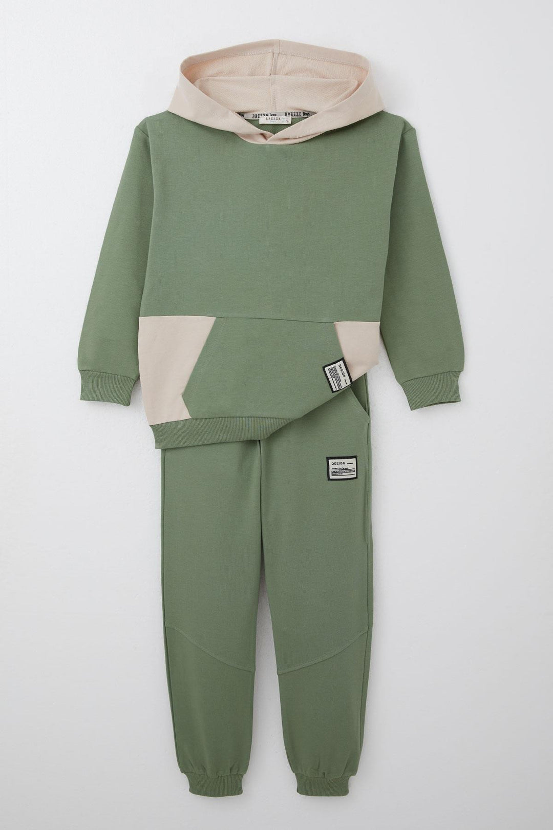 BRE Breeze Boys' Tracksuit with Kangaroo Pocket Hoodie 50 Years, Khaki Green - Rochdale