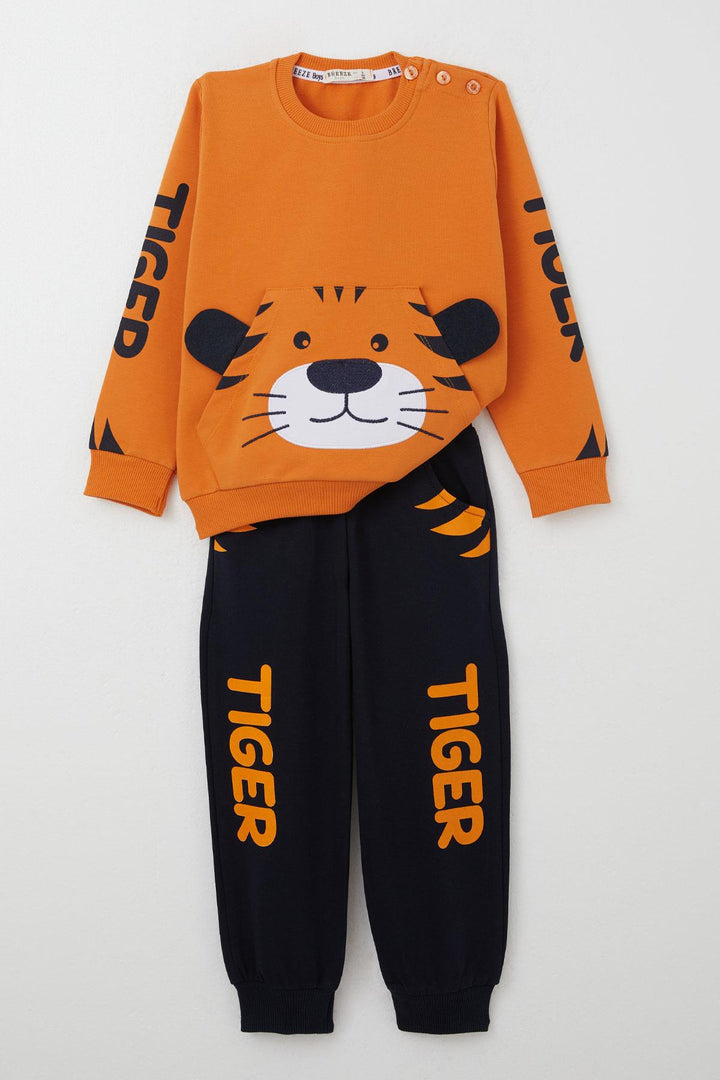 BRE Breeze Boys' Tracksuit with Tiger Embroidery, Mustard Yellow, 1-4 Years - Calumet City