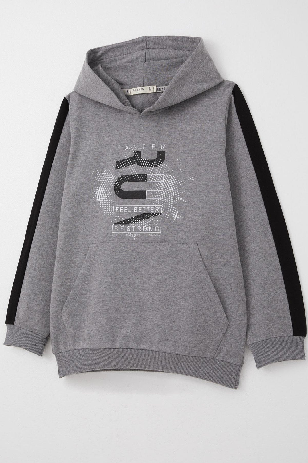 BRE Breeze Boys' Tracksuit with Hood Success Themed Print 62 Years, Dark Grey Melange - Newton